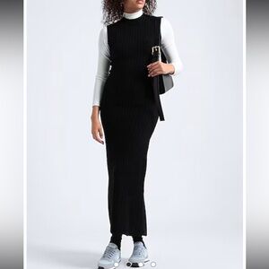 Topshop Black long sleeveless maxi sweater dress in‎ size 4-6